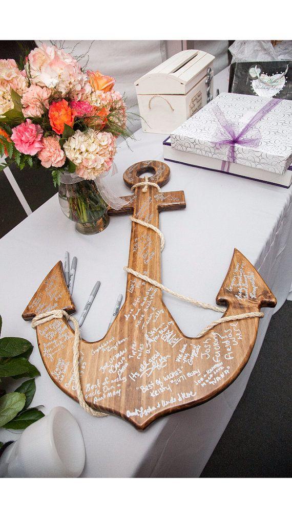 Hochzeit - 24" GUEST Book Alternative , Nautical Wedding Guestbook Alternativew, Custom Wooden Anchor, Nautical Decor,Beach Anchor, Coastal Decor