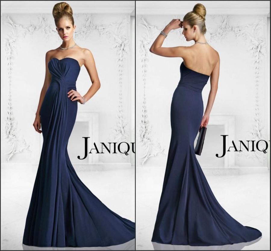 Wedding - Janique 2015 Mermaid Evening Dresses Sleeveless Pleated Drape Sweetheart Sweep Custom Zip Back Train Prom Dresses Gowns Party New Arrival, $104.82 