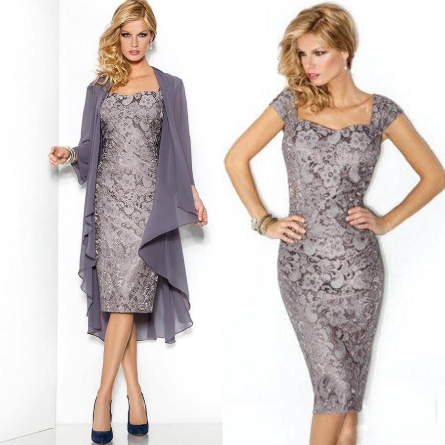 Свадьба - Vintage Gray Lace Sheath Mother of Bride Dresses with Jacket Long Sleeve Formal Evening Bridal Party Gowns Cheap 2014 Arabic, $82.47 