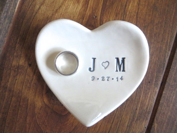 زفاف - wedding ring dish,  ring holder, engagement, You and Me,  Black and White,  Gift Boxed, Made to Order
