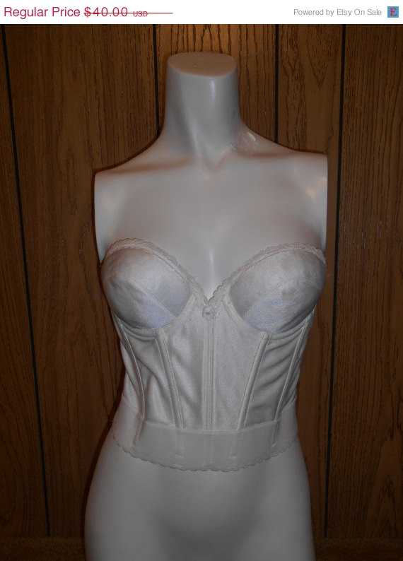 Mariage - Vintage Clothing SALE Vintage 80's white  wedding dress  Strapless BUSTIER Bra - 36 A