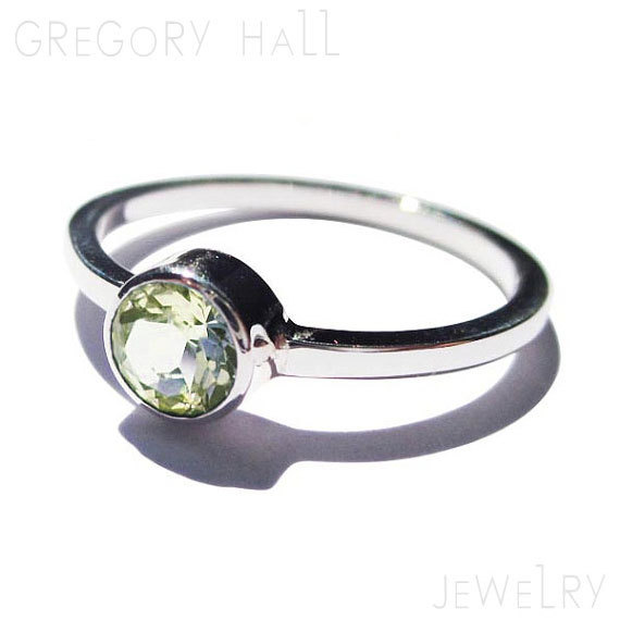 زفاف - Gold Peridot Ring 14k White Engagement Rings with Green Gemstone