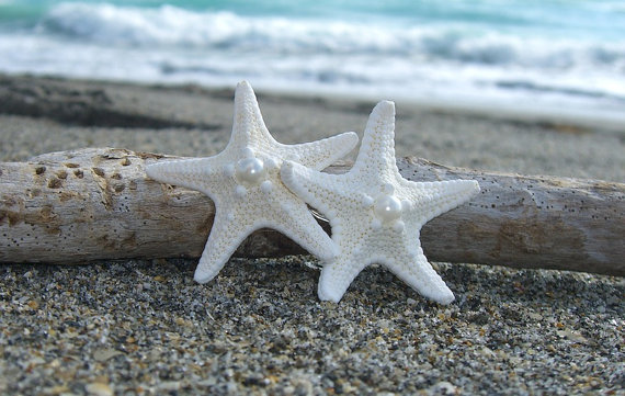 زفاف - Starfish Hair Barrette or Clip-DOUBLE WHITE-Beach Weddings, Starfish Hair Clip, Starfish Hair, Mermaid Accessories, Bridal Hair Clip, Summer