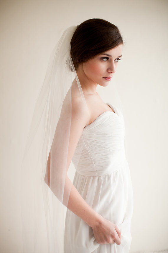 زفاف - Wedding Veil, Floor length Veil, Bridal Veil, Tulle Veil - 72 inches - Arabella Style 7613