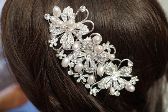 Свадьба - Bridal Hair Comb, Pearl Hair Comb, Crystal Hair Comb, Wedding Hair Accessories, Vintage Inspired Bridal Hair Comb, Bridal Hair Accessories