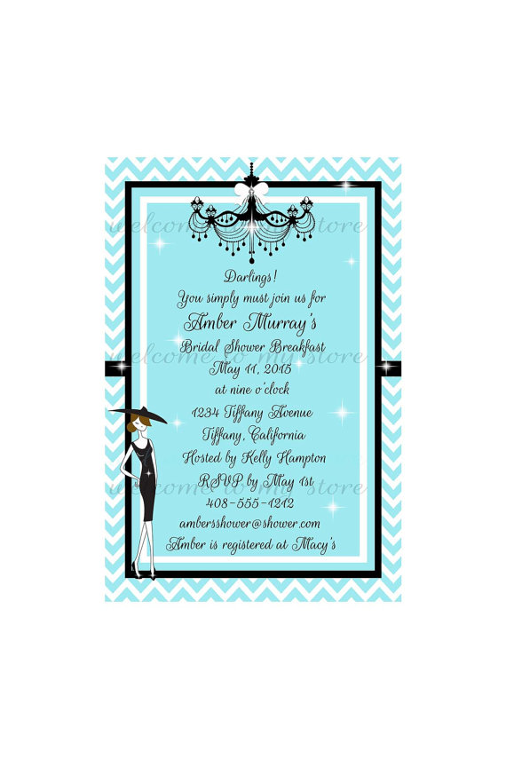 Wedding - Bridal Shower Invitation Breakfast at Tiffany's Wedding Bachelorette Birthday Invitation