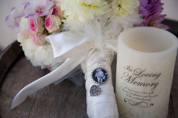 Mariage - Custom Personalized Photo Bottle Cap Wedding Bouquet Charm for something treasured