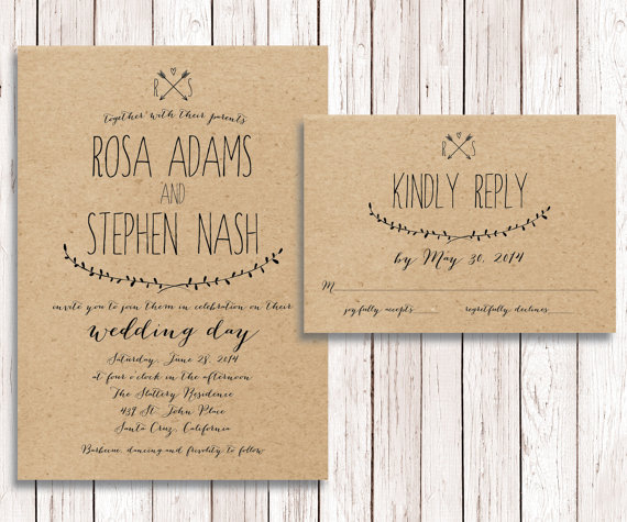 Свадьба - Rustic Wedding Invitation RSVP, Kraft Paper, Wedding Invitation RSVP Printable, Simple Wedding Invitation RSVP, The Capistrano Collection