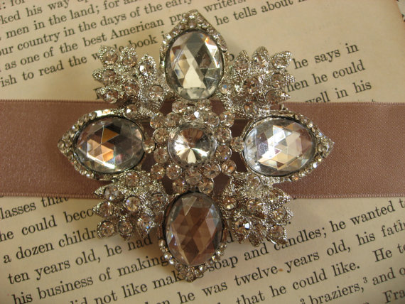 Mariage - Flori sparkle wedding bridal rhinestone crystals and dress buckle belt hair sash