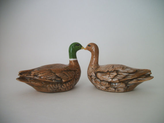 Mariage - Mallard Ducks Wedding Cake Topper, Wedding Gift, Anniversary Gift, Home or Garden Decor