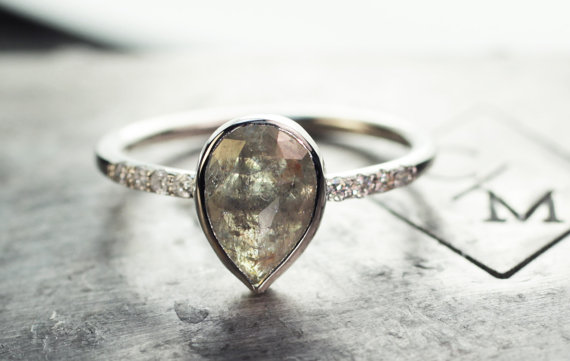 زفاف - Valentine's Day SALE - 1.59 Carat Light Grey Diamond Ring- Diamond Ring- Natural Diamond Ring- Engagement Ring- Statement Ring
