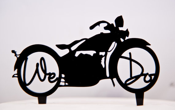 زفاف - Wedding Cake Topper We Do in Wheels of harley Davidson Motorcycle