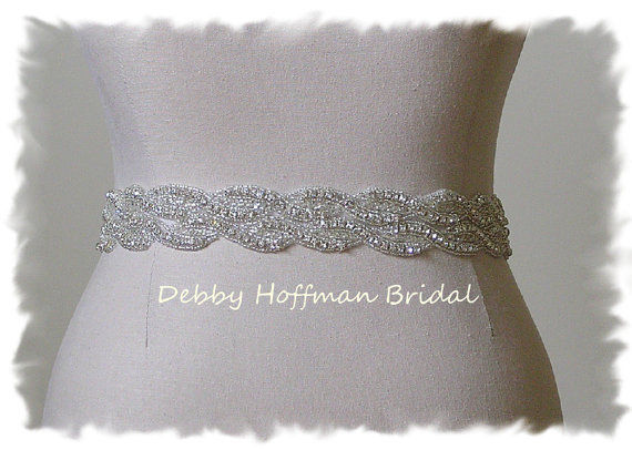 زفاف - Bridal Belt, 34 inch Rhinestone Crystal Wedding Dress Sash, Beaded Belt, Rhinestone Sash, No. 1121S2-34, Wedding Accessories, Belts, Sashes