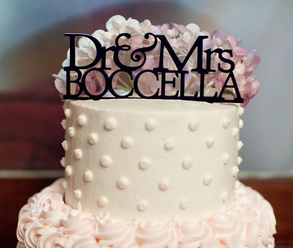 Wedding - Personalized Wedding Cake Topper - Monogram Initials Cake Topper - Unique Custom Last Name Wedding Cake Topper - Peachwik - PT2