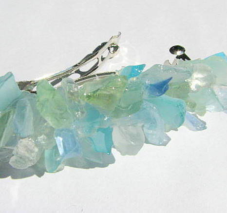 Wedding - Beach Wedding Sea Glass Barrette - Nautical Beach Glass Hair Accessory, 3 SIZES,  Any Color