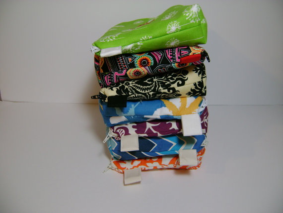 Wedding - Bridesmaid gifts - 5 Large cosmetic bag zippered your choice of fabric
