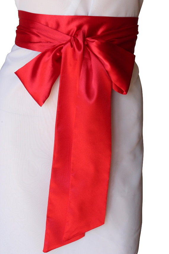 زفاف - Bridal Sash Belt made from, Royal Red, 3" Wide Double Faced High Quality Satin