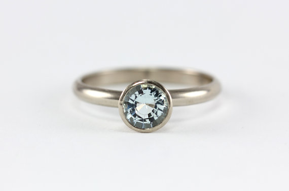زفاف - Aquamarine Ring - High Quality AAA Gemstone - 14k Palladium White Gold 14k Rose Yellow Gold 950 Palladium - Engagement Wedding Promise Ring
