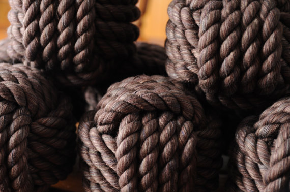 Mariage - Nautical Wedding -  Nautical Decor - Reception Table Knots - Special Event Table Knots -  Brown Cotton Rope (this is for 15  knots)