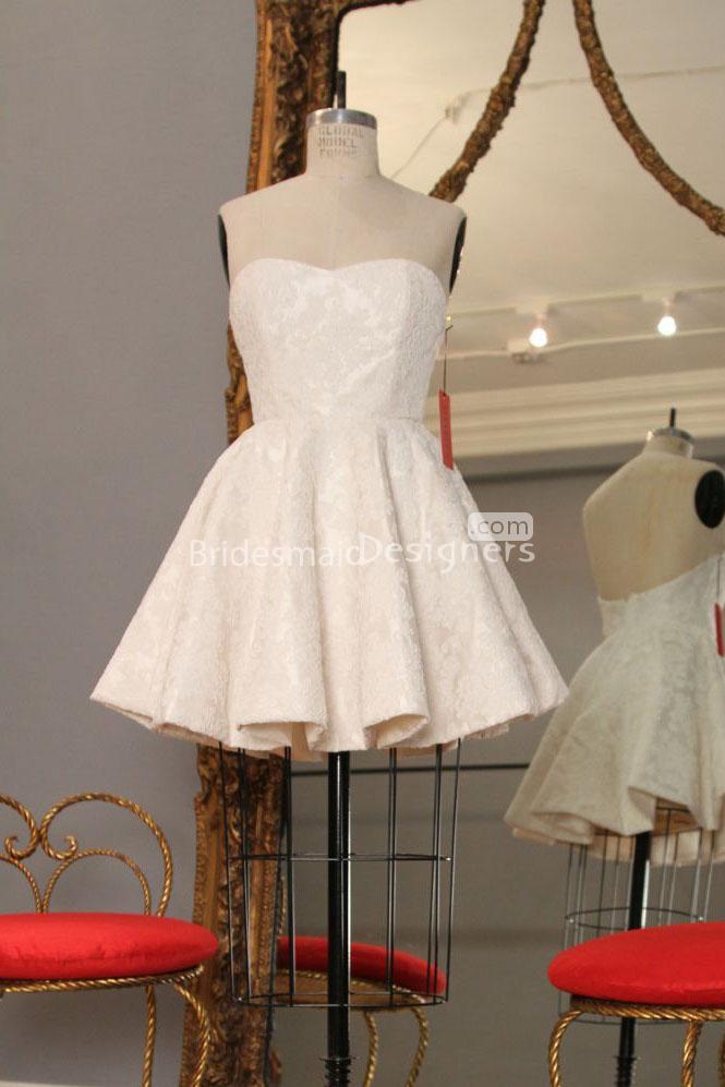 زفاف - Fabulous Ivory Strapless Sweetheart A-line Lace Bridesmaid Dress