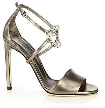 Hochzeit - Gucci GG Sparkling Crystal-Detail Silk Sandals