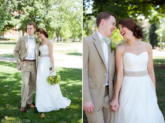 Wedding - Bridal Belt: Pearl Wedding Sash, Cream, Silver, Champagne