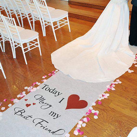 Mariage - This Day I Marry My Best Friend Wedding Aisle Runner with Colored Hearts