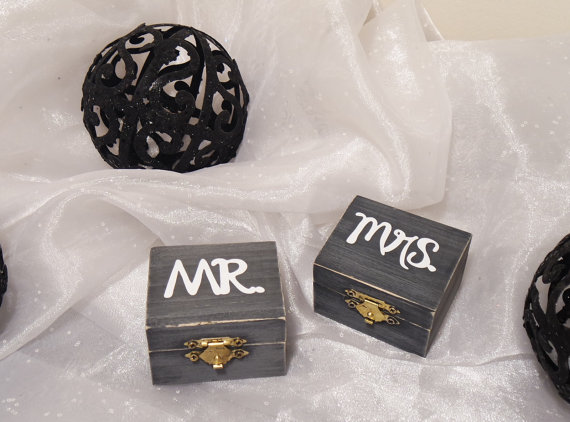 Wedding - Mr. and Mrs. Wedding Ring Boxes, Ring Bearer Ring Boxes, Wedding Ring Boxes, Wedding Ring Pillow Alternative, Mr and Mrs Ring Boxes