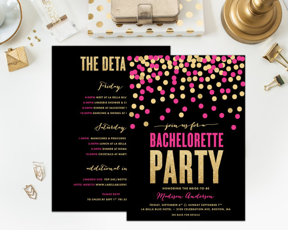 Wedding - Printable - Shimmer & Shine Bachelorette Weekend Invitation