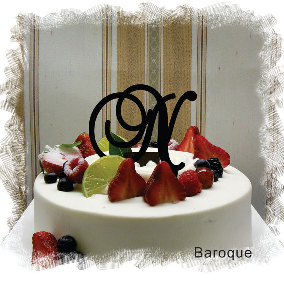 Wedding - Wedding Cake Topper - 5"or 6" Beautiful Single Monogram letter Cake Topper ( Special Custom Made Initial Wedding Topper )