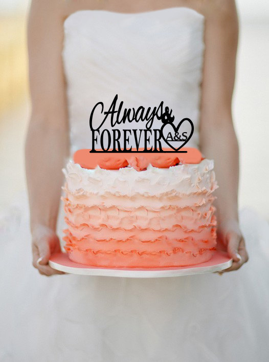 Hochzeit - Always & Forever Wedding Cake topper Monogram cake topper Acrylic Cake topper