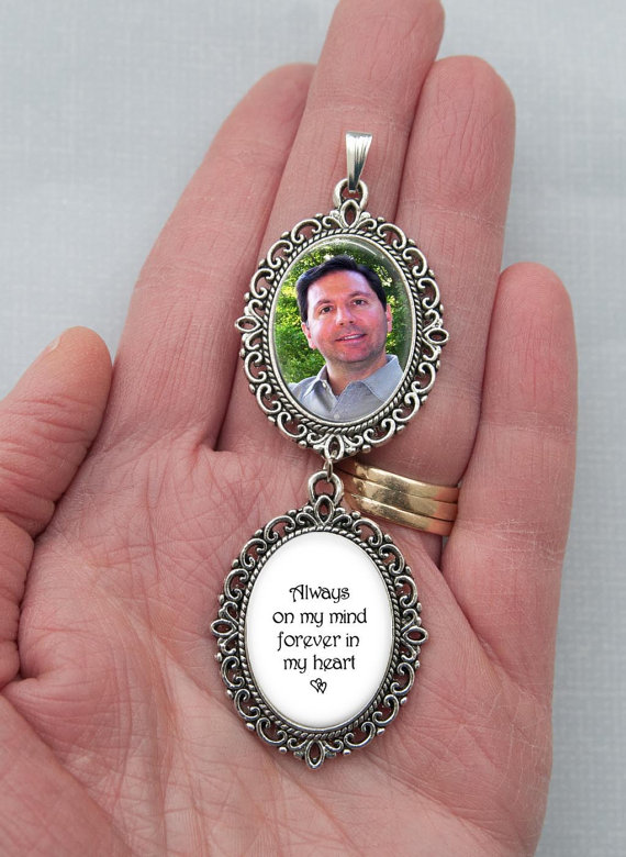 زفاف - Memorial Bridal Charm, Personalized Bridal Bouquet Charm, Custom with Photo and Quote