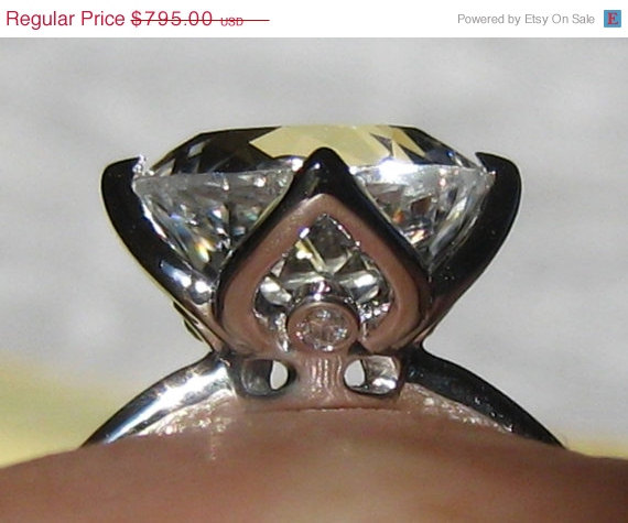 زفاف - Valentines Day Sale... White Topaz in White Gold Tulip Solitaire Engagement Ring, White Gold Engagement Ring, Diamond Engagement Ring