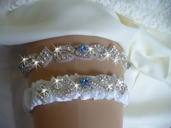 Hochzeit - Birthstone Bling Wedding Garter Belts, Crystal Wedding Garter, Wedding Garder, Bridal Garter Set, Rhinestone Garter, Wedding Accessories