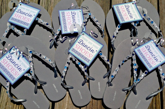 Wedding - Custom "These Are Your Dancin' Shoes" Gift Tag for Flip Flops/Shoes - Personalized Favor for Wedding Shower Party, Beach Nautical