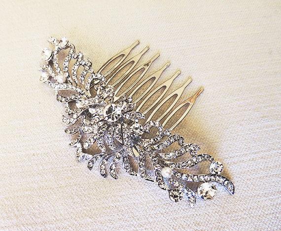 زفاف - LAURINE - Vintage Inspired  Bridal Hair Comb, Wedding Hair Accessory, Bridal Headpiece, Art Nouveau