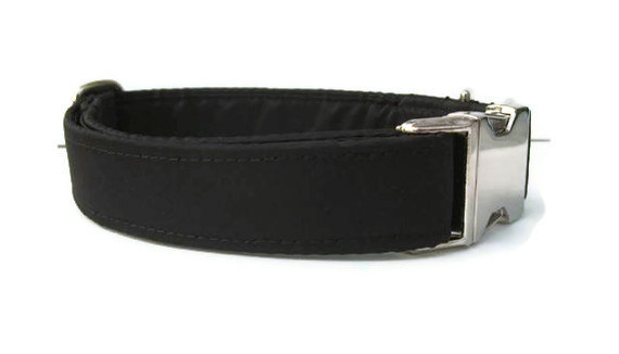 Wedding - Black Satin Dog Collar