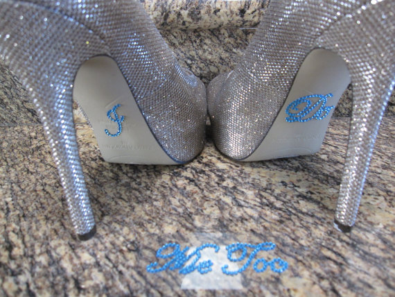 زفاف - Something Blue "I Do"  and "Me Too" Wedding Shoe Stickers.