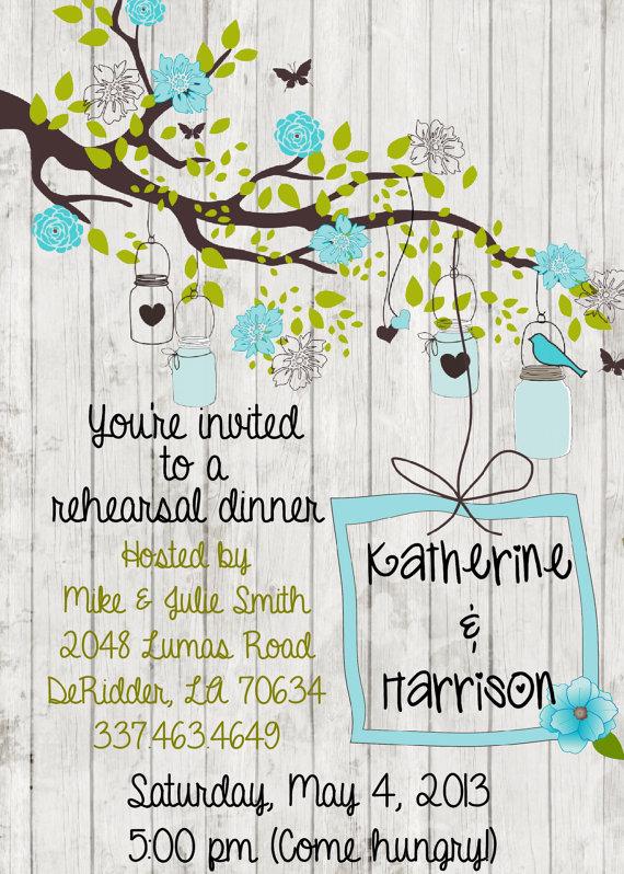 Wedding - Rustic Rehearsal Dinner Party Wedding Invitation Wood Handmade Personalized Custom Save The Date Card Invite Tree Outdoor Barn Flower Branch