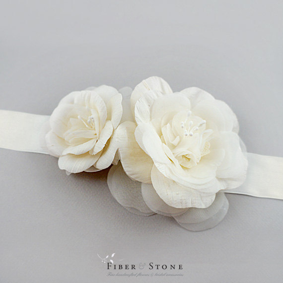 Mariage - SILK Dupioni Bridal Sash Belt, Ivory Doupioni Wedding Flower Sash, Bridal Floral Sash Belt, Pure Silk Wedding Sash Belt, Silk Satin Sash