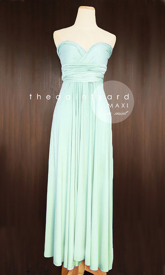 زفاف - MAXI Mint Bridesmaid Convertible Infinity Multiway Wrap Dress Wedding Prom Dress Long Full Length