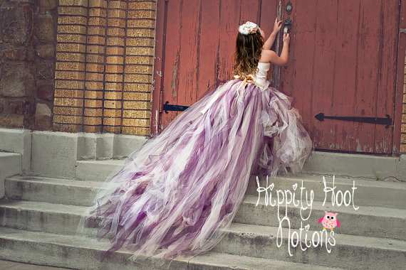 Mariage - Pixie tutu dress  with train....any color combination .Flower Girl Dress..Vintage Photography Prop