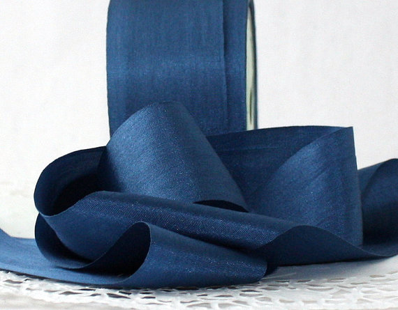 زفاف - Navy Blue Silk Ribbon 1.25" wide by the yard Weddings, Bouquets, Bridal Sashes, Gift Wrap, Sewing, Crafts