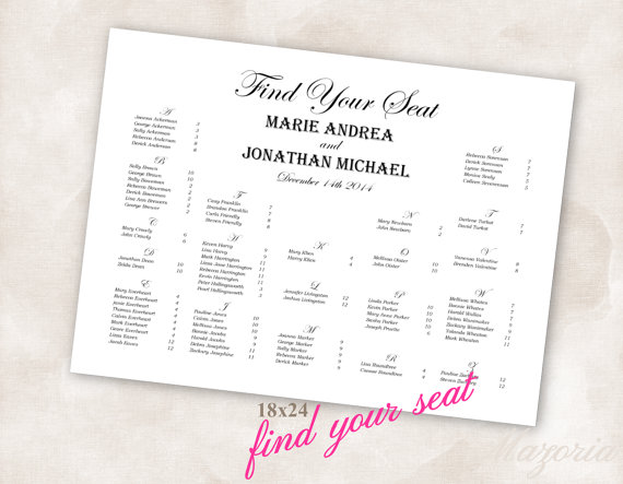 Wedding - Find Your Seat wedding poster black font YOU PRINT