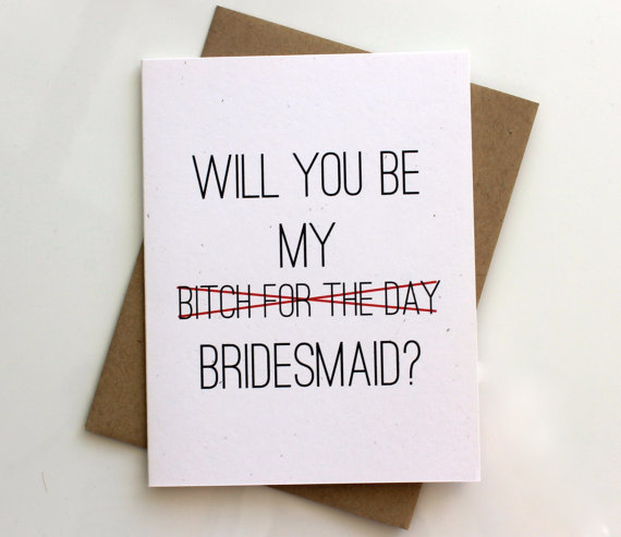 Mariage - Will you Be My Brides Maid Card, Bridesmaid Card, Will you Be my Bridesmaid Card Funny, Bridesmaid Proposal, Gift, Will you Bitch for a Day