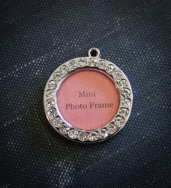 Mariage - 3 Wedding Bouquet charms  - Photo Pendants charms for family photo Rhinestone Double sided