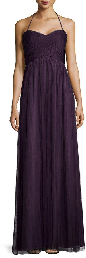 Wedding - Amsale Braided-Front Tulle Gown, Plum