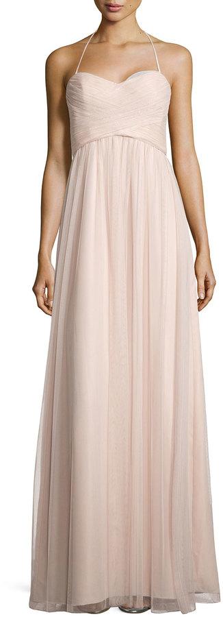 Wedding - Amsale Braided-Front Tulle Gown, Fawn