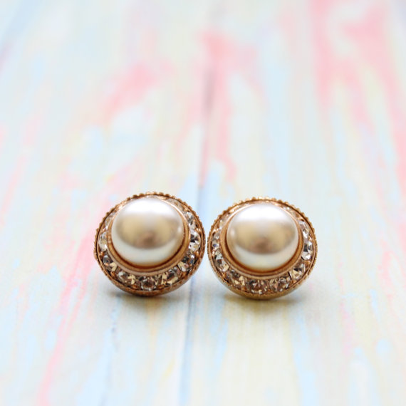 Mariage - Wedding Plugs White Faux Pearl and Rhinestones Gauges 4g 2g 0g 00g Custom Upcycled Bridal Wear Size 2 4 0 00 Vintage Piercing Jewelry