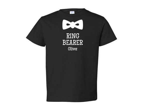 Wedding - RING BEARER Shirt - Bow Tie T-Shirt, Baby Bodysuit, T shirt, Bridal Party Gift - Many Colors